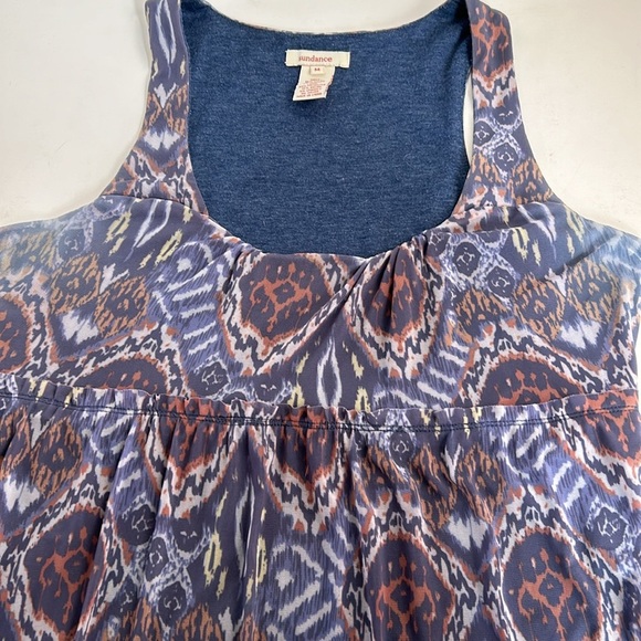 Sundance navy tiered sleeveless racerback maxi dress aztec print lined - Picture 14 of 15